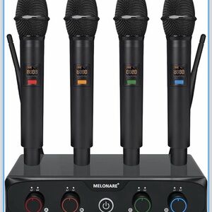 4-Channel Wireless Microphone System, UHF
Compact Cordless Mic Set w/ 4x10